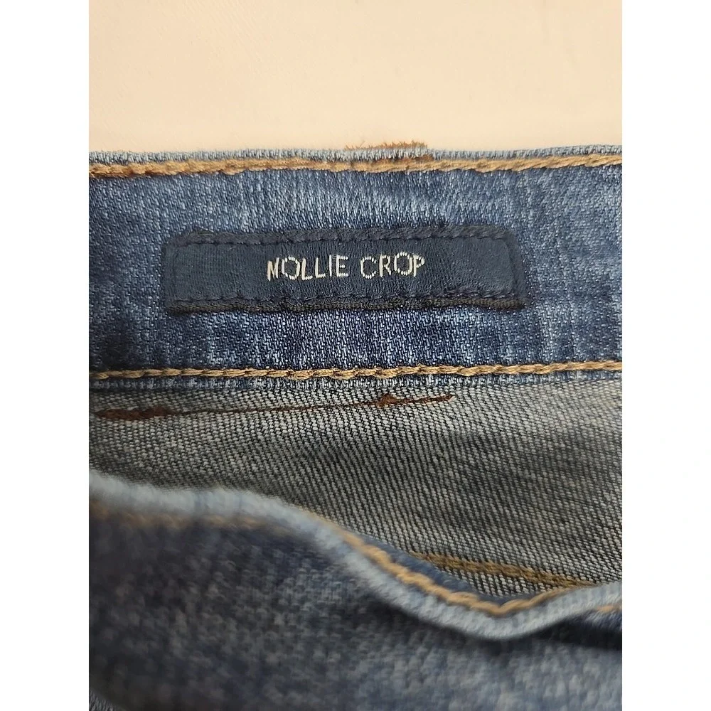 Lucky Brand Womens 2/26 Mollie Crop Slim Jeans Distressed Knee Hole Stretch Dark